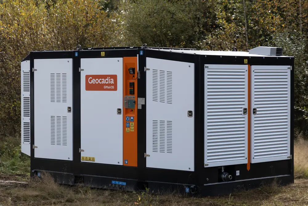 The vented side and access doors of a Geocadia support unit.