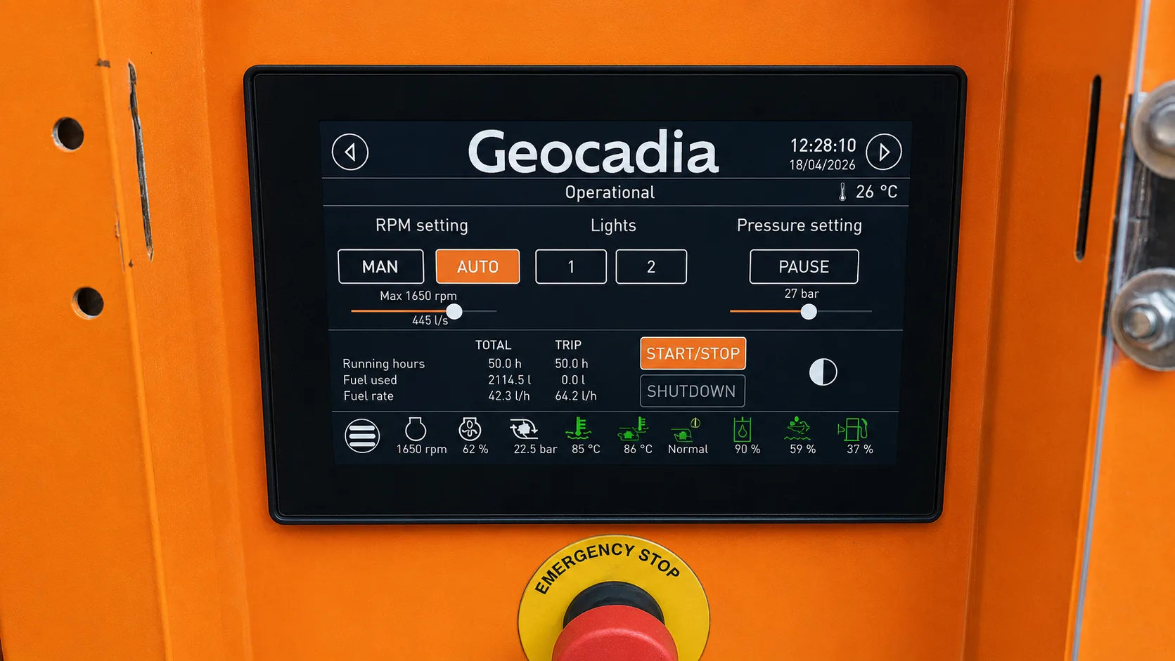 GMair35 compressor control display with pressure and operating state